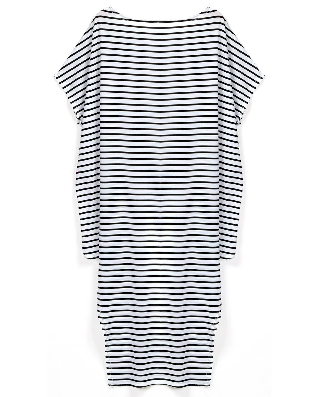Clearance Loose One Shoulder Bat-wing Sleeve Stripe Irregular Plus Size Dress