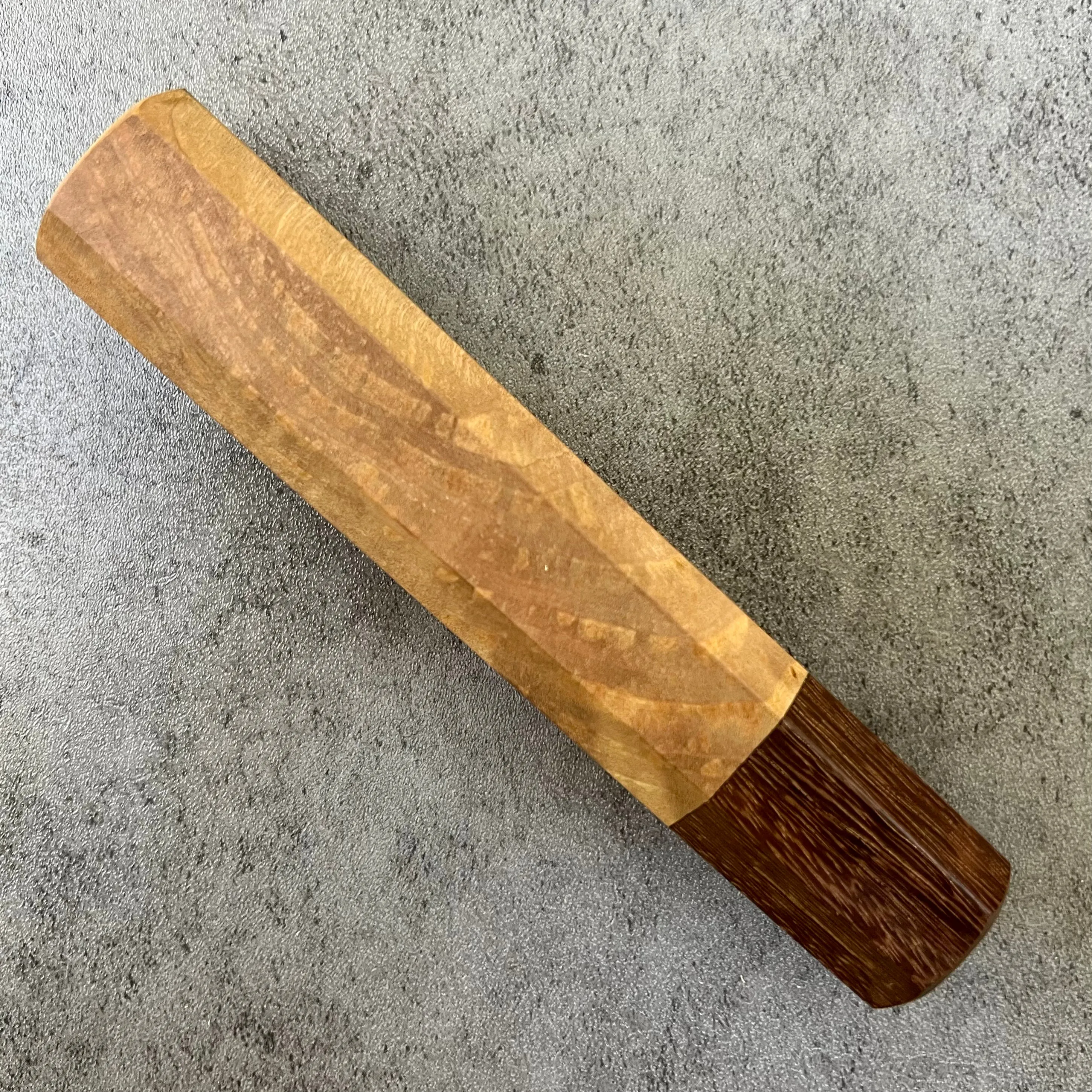 Custom Japanese Knife Handle for 210-225mm  -  Oak burl and katalox