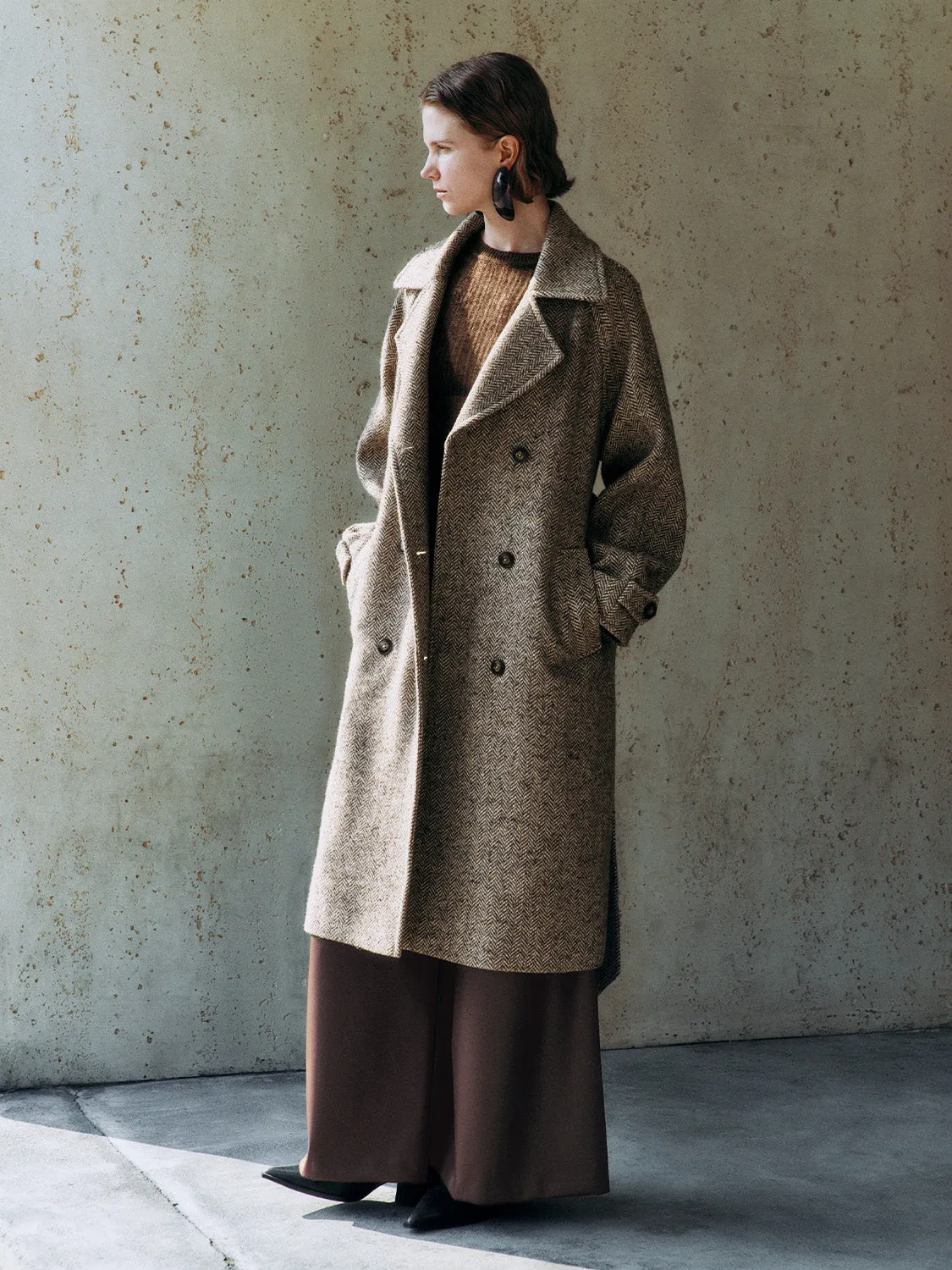 Notched Collar Double Breasted Coats