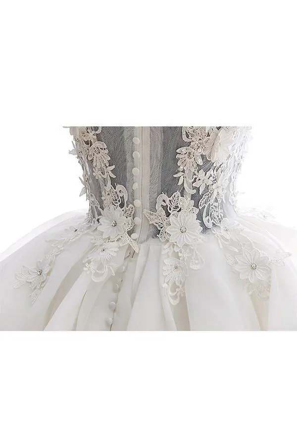 Off-Shoulder Knee Length Organza Lace Homecoming Dress With Beads TR0140