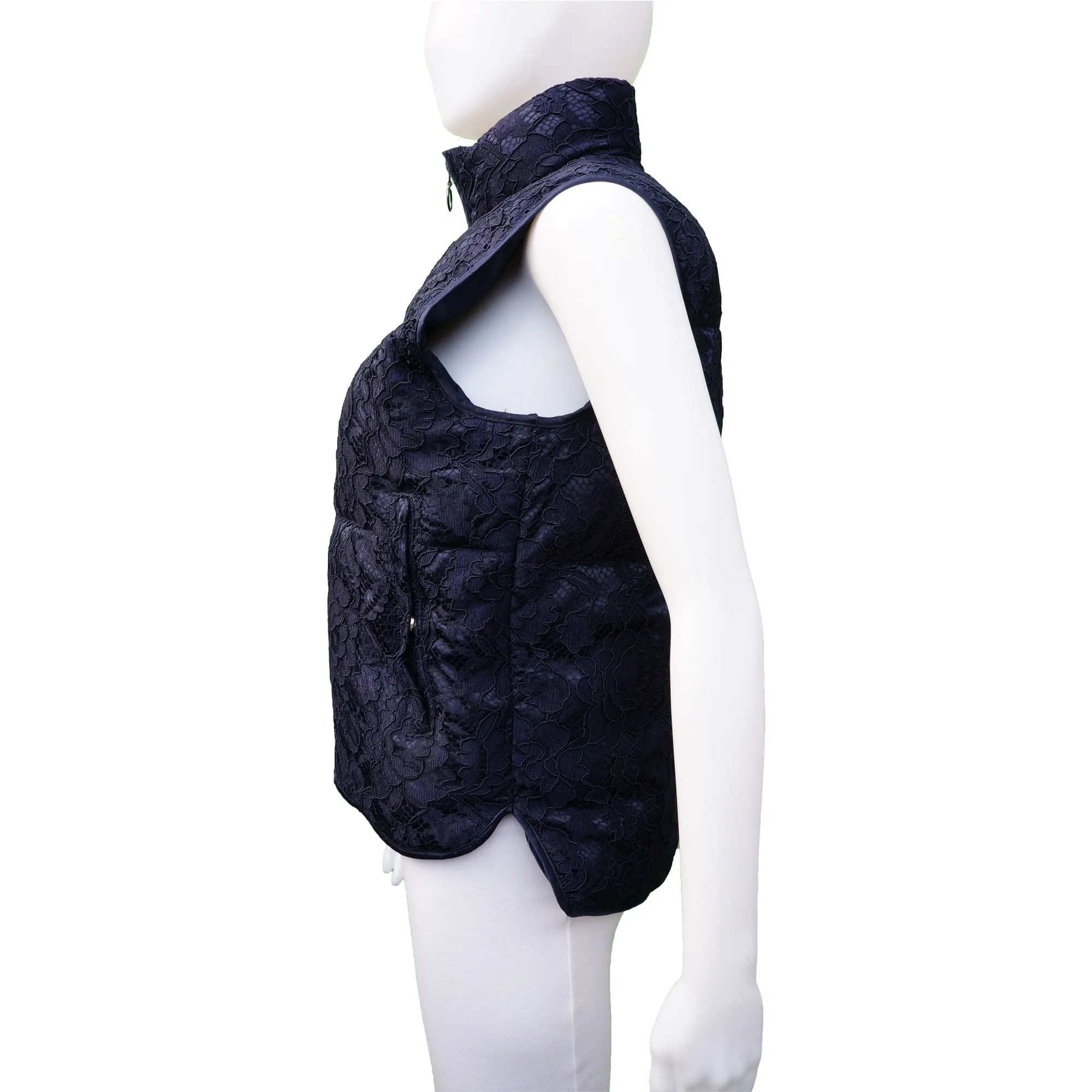 SANDRO GUIPURE LACE PUFFER VEST