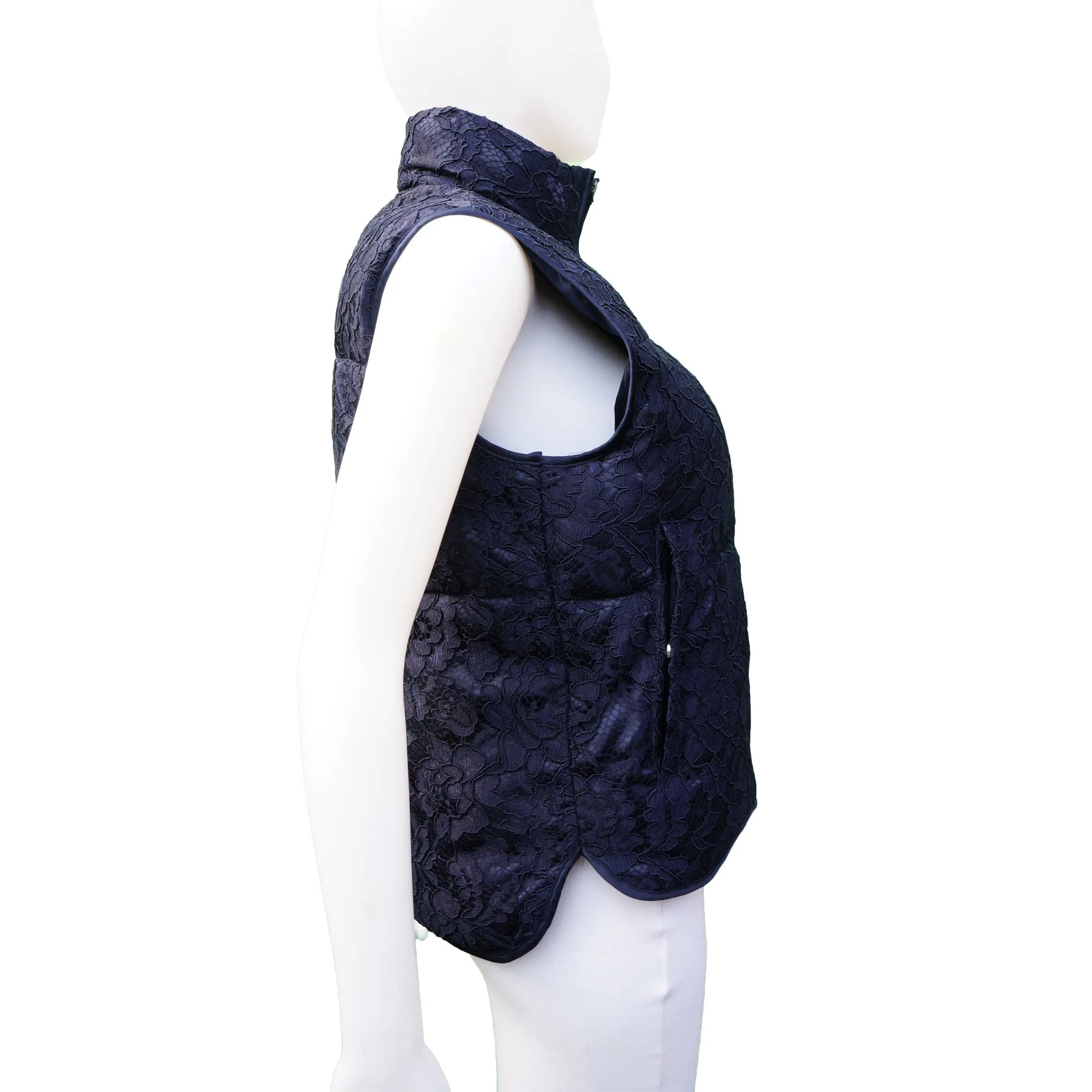 SANDRO GUIPURE LACE PUFFER VEST